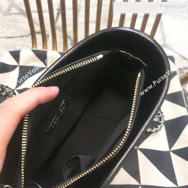 Chanel Bloom Calfskin and Wool Felt Gabrielle Small Hobo Bag AS0865 Black 2019 (JDH-9092919)