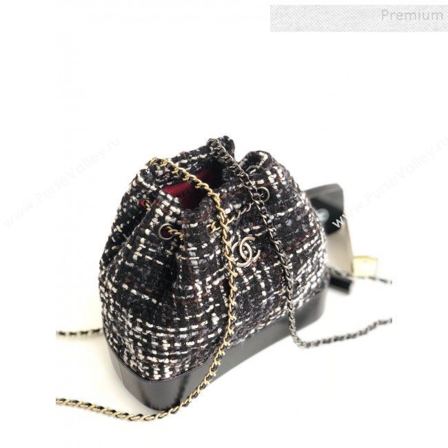 Chanel Tweed Drawstring Gabrielle Small Backpack A94485 Black/White 2019 (YD-9092723)