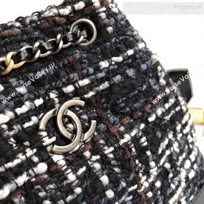 Chanel Tweed Drawstring Gabrielle Small Backpack A94485 Black/White 2019 (YD-9092723)