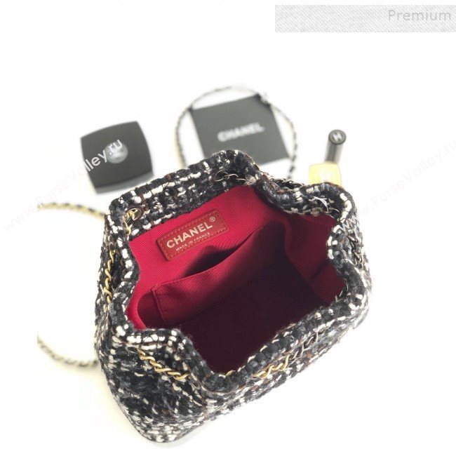 Chanel Tweed Drawstring Gabrielle Small Backpack A94485 Black/White 2019 (YD-9092723)