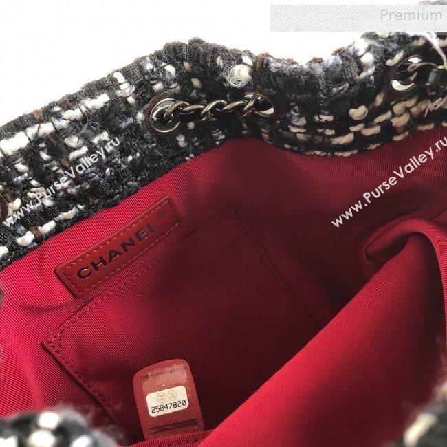 Chanel Tweed Drawstring Gabrielle Small Backpack A94485 Black/White 2019 (YD-9092723)