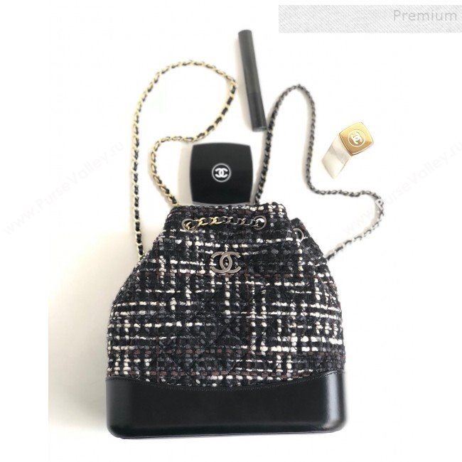 Chanel Tweed Drawstring Gabrielle Small Backpack A94485 Black/White 2019 (YD-9092723)