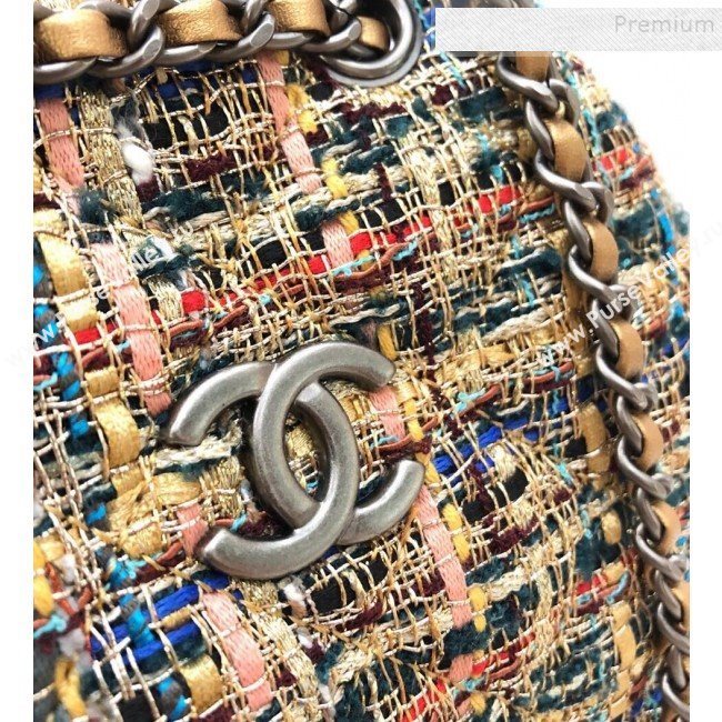 Chanel Tweed Drawstring Gabrielle Small Backpack A94485 Gold/Blue 2019 (YD-9092724)