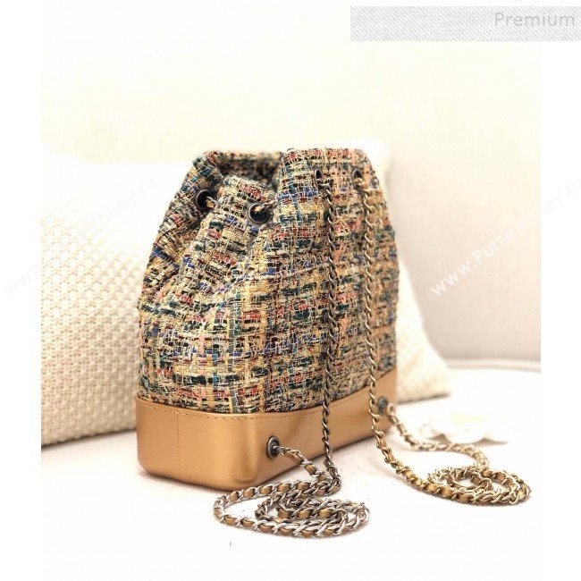 Chanel Tweed Drawstring Gabrielle Small Backpack A94485 Gold/Blue 2019 (YD-9092724)
