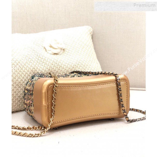 Chanel Tweed Drawstring Gabrielle Small Backpack A94485 Gold/Blue 2019 (YD-9092724)