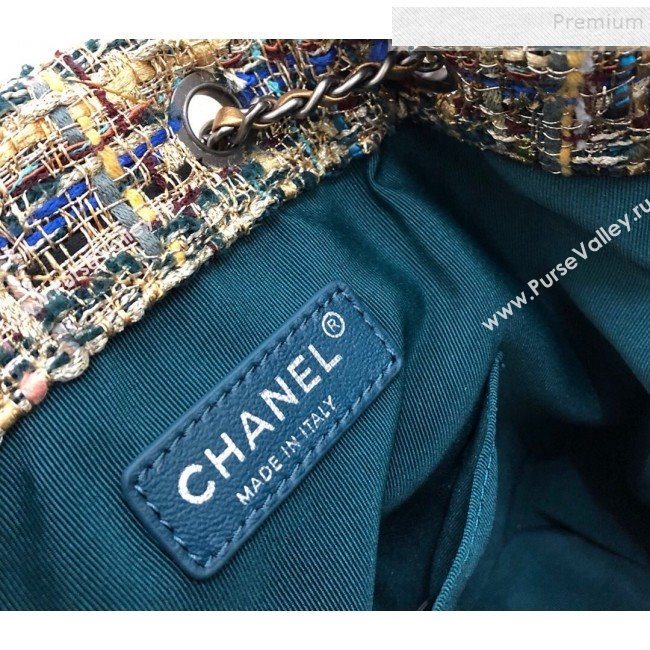 Chanel Tweed Drawstring Gabrielle Small Backpack A94485 Gold/Blue 2019 (YD-9092724)