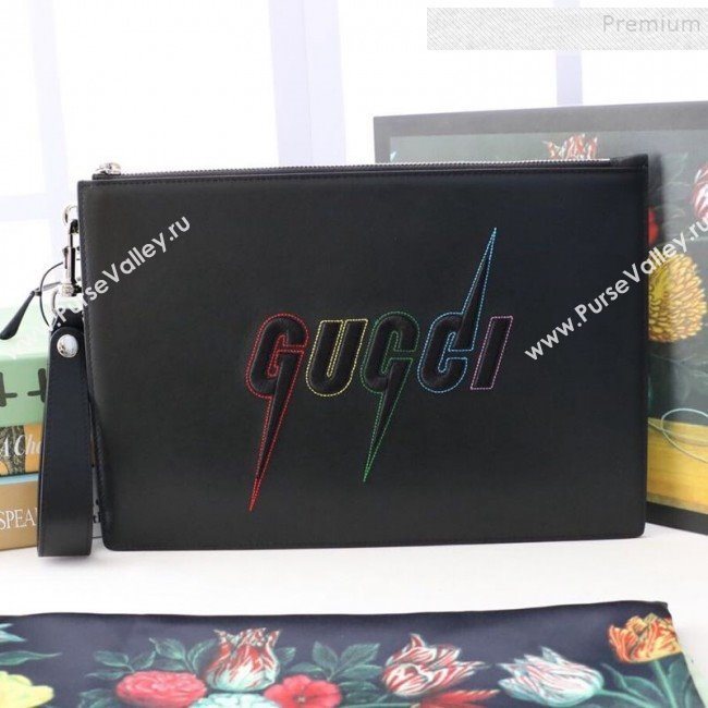 Gucci Pouch with Gucci Blade Embroidery 597678 Black 2019 (MINGH-9092725)