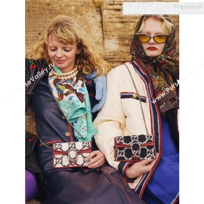 Gucci Dionysus GG Tweed Super Mini Bag 476432 White 2019 (MINGH-9092728)