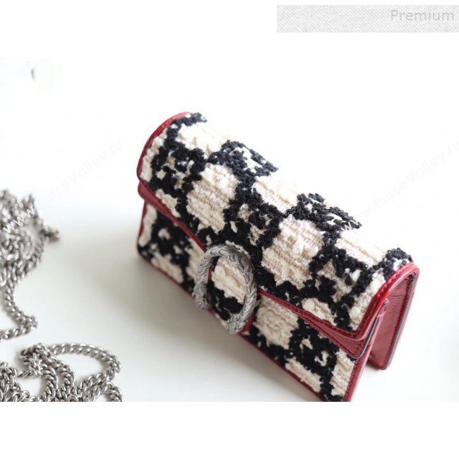 Gucci Dionysus GG Tweed Super Mini Bag 476432 White 2019 (MINGH-9092728)