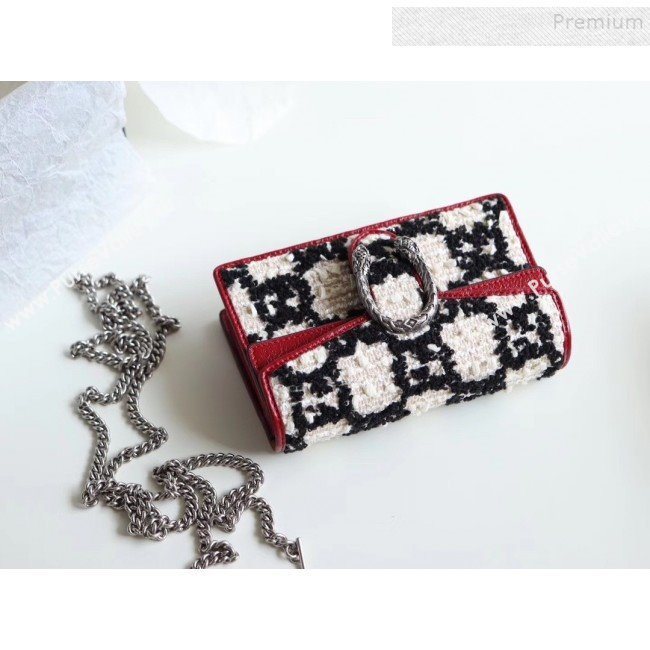 Gucci Dionysus GG Tweed Super Mini Bag 476432 White 2019 (MINGH-9092728)