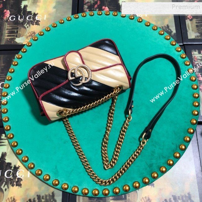 Gucci GG Diagonal Marmont Mini Bag 446744 Beige 2019 (BLWX-9092732)