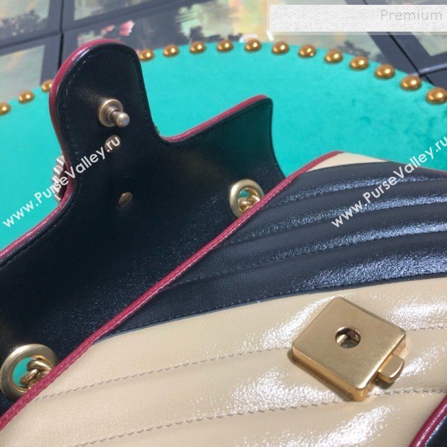 Gucci GG Diagonal Marmont Mini Bag 446744 Beige 2019 (BLWX-9092732)