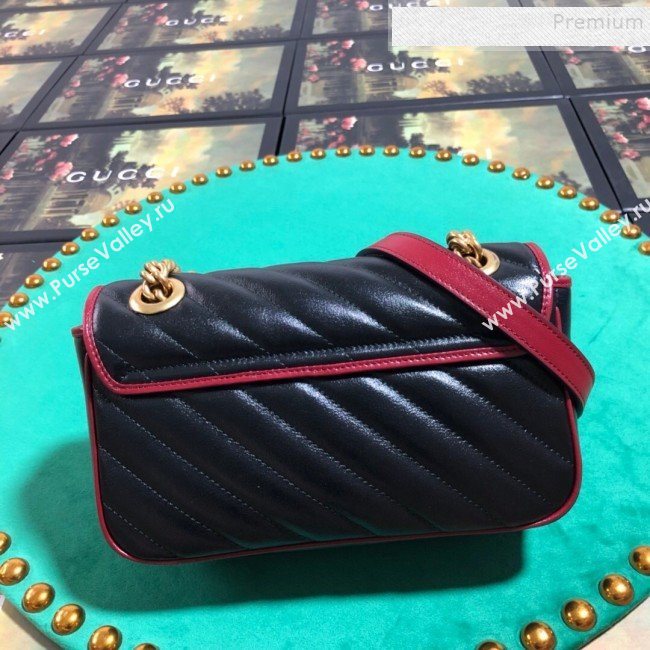 Gucci GG Diagonal Marmont Mini Bag 446744 Black 2019 (BLWX-9092733)