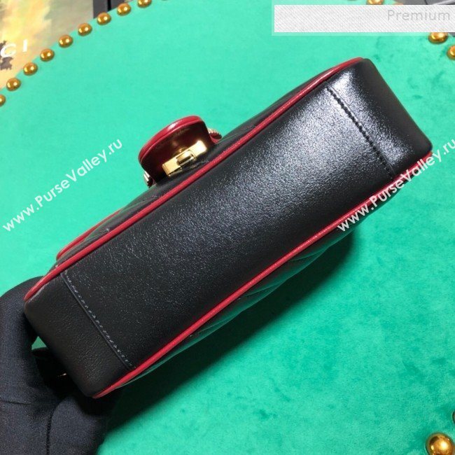 Gucci GG Diagonal Marmont Mini Bag 446744 Black 2019 (BLWX-9092733)