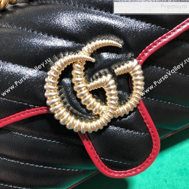Gucci GG Diagonal Marmont Mini Bag 446744 Black 2019 (BLWX-9092733)