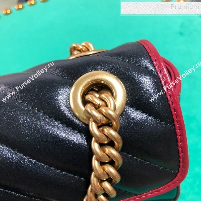 Gucci GG Diagonal Marmont Mini Bag 446744 Black 2019 (BLWX-9092733)