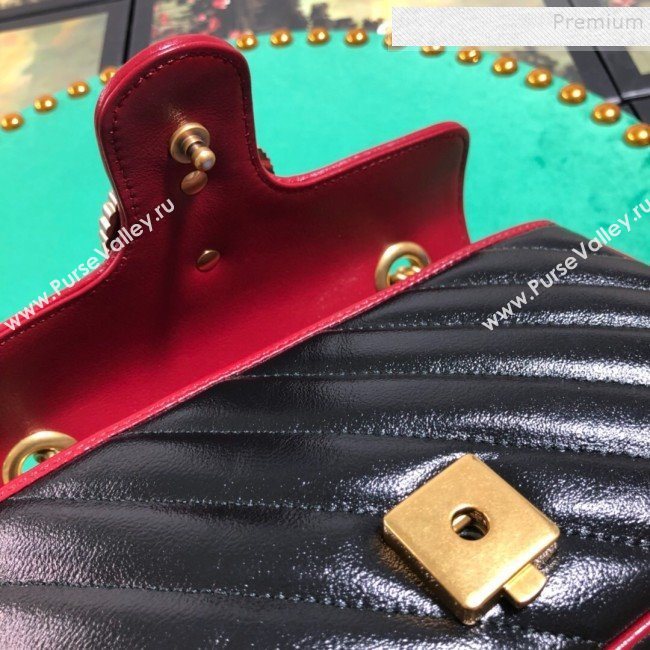 Gucci GG Diagonal Marmont Mini Bag 446744 Black 2019 (BLWX-9092733)