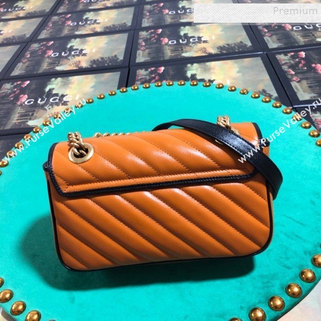Gucci GG Diagonal Marmont Mini Bag 446744 Cognac 2019 (BLWX-9092734)