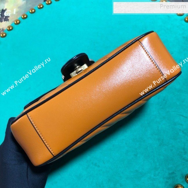 Gucci GG Diagonal Marmont Mini Bag 446744 Cognac 2019 (BLWX-9092734)