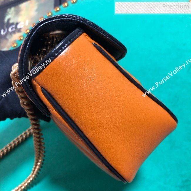 Gucci GG Diagonal Marmont Mini Bag 446744 Cognac 2019 (BLWX-9092734)