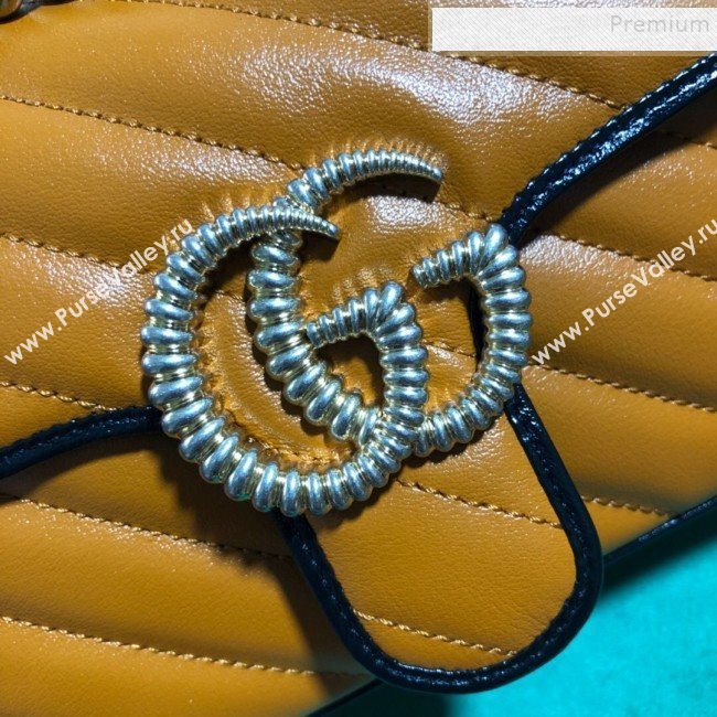 Gucci GG Diagonal Marmont Mini Bag 446744 Cognac 2019 (BLWX-9092734)