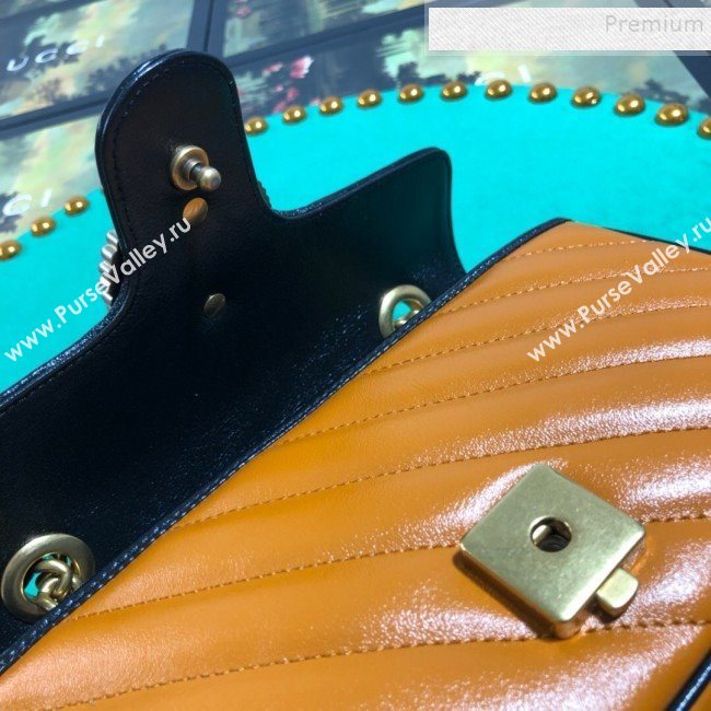 Gucci GG Diagonal Marmont Mini Bag 446744 Cognac 2019 (BLWX-9092734)