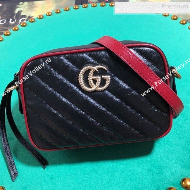 Gucci GG Diagonal Marmont Mini Bag 448065 Black 2019 (BLWX-9092730)
