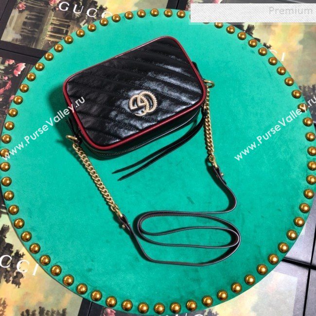 Gucci GG Diagonal Marmont Mini Bag 448065 Black 2019 (BLWX-9092730)
