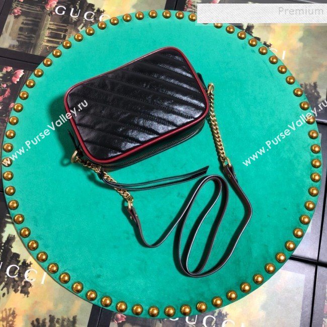 Gucci GG Diagonal Marmont Mini Bag 448065 Black 2019 (BLWX-9092730)
