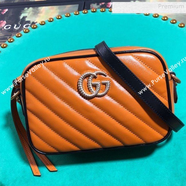 Gucci GG Diagonal Marmont Mini Bag 448065 Cognac 2019 (BLWX-9092731)