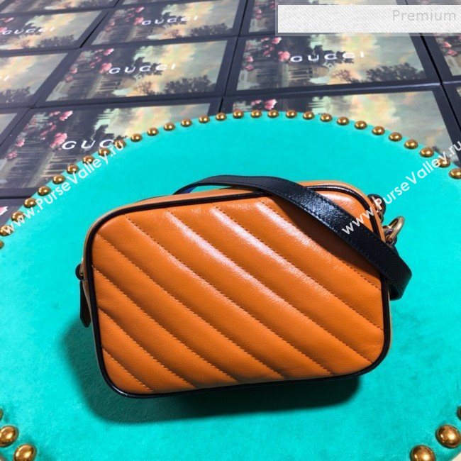 Gucci GG Diagonal Marmont Mini Bag 448065 Cognac 2019 (BLWX-9092731)