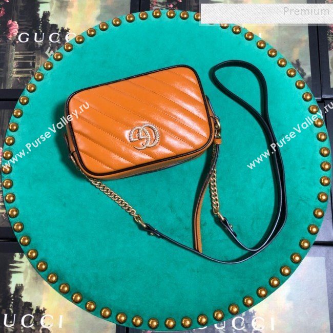 Gucci GG Diagonal Marmont Mini Bag 448065 Cognac 2019 (BLWX-9092731)