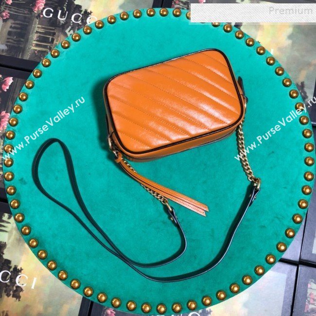 Gucci GG Diagonal Marmont Mini Bag 448065 Cognac 2019 (BLWX-9092731)