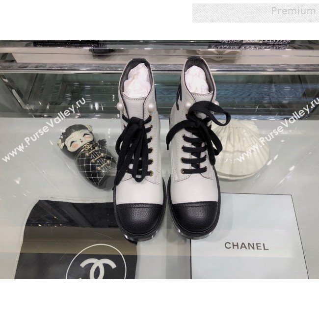 Chanel Grained Pearl Short Boots G35154 White 2019 (XO-9092811)