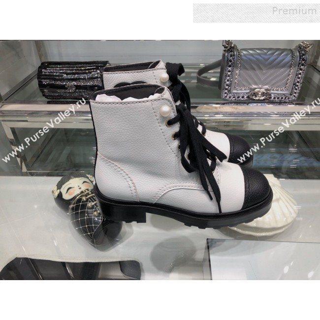 Chanel Grained Pearl Short Boots G35154 White 2019 (XO-9092811)