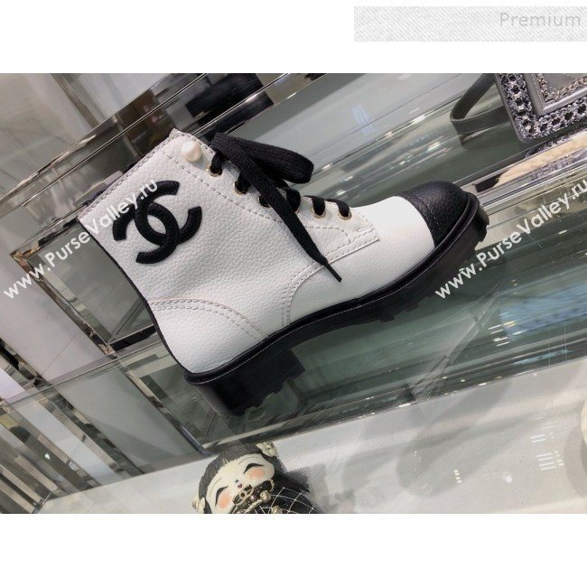Chanel Grained Pearl Short Boots G35154 White 2019 (XO-9092811)