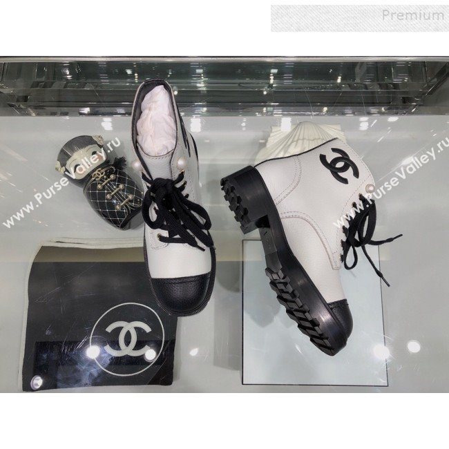 Chanel Grained Pearl Short Boots G35154 White 2019 (XO-9092811)
