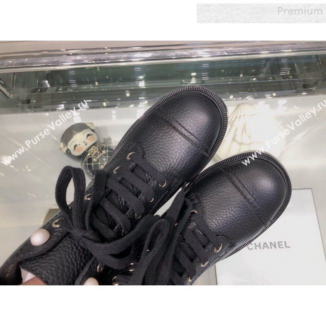 Chanel Grained Calfskin Pearl Short Boots G35154 Black 2019 (XO-9092810)