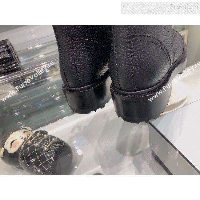 Chanel Grained Calfskin Pearl Short Boots G35154 Black 2019 (XO-9092810)