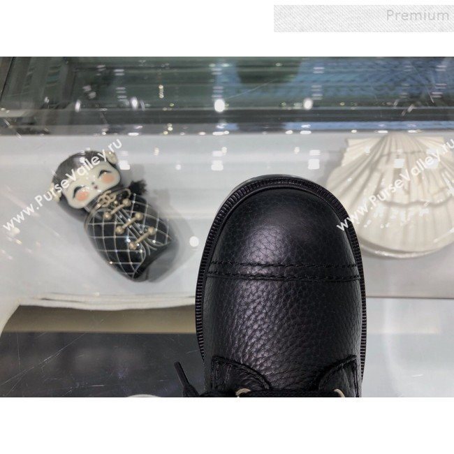 Chanel Grained Calfskin Pearl Short Boots G35154 Black 2019 (XO-9092810)