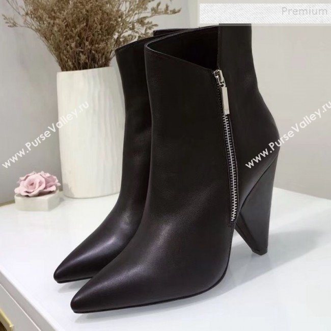 Saint Laurent Calfskin Zipped High-Heel Short Boots Black 2019 (JINC-9092813)