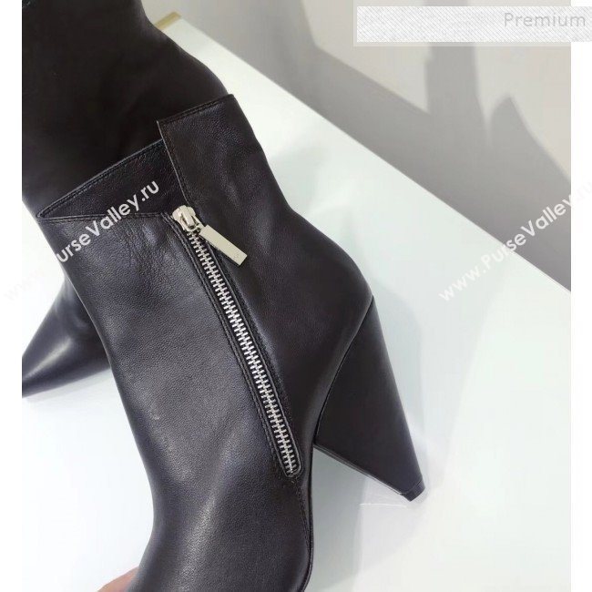 Saint Laurent Calfskin Zipped High-Heel Short Boots Black 2019 (JINC-9092813)