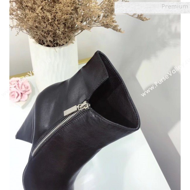 Saint Laurent Calfskin Zipped High-Heel Short Boots Black 2019 (JINC-9092813)