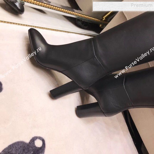 Hermes Classic Kelly Buckle Calfskin Heel High Boots Black (XZG-9092404)