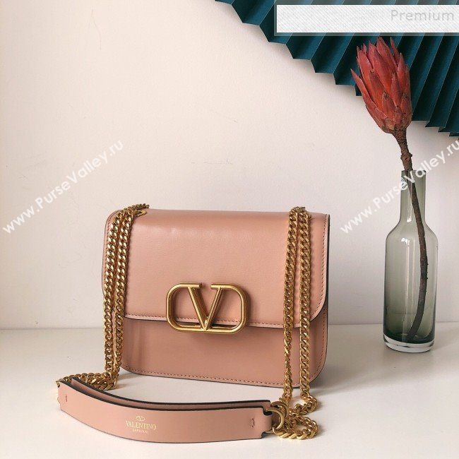 Valentino Small VLock Calfskin Shoulder Bag Pink 2019 (JJ3-9092301)