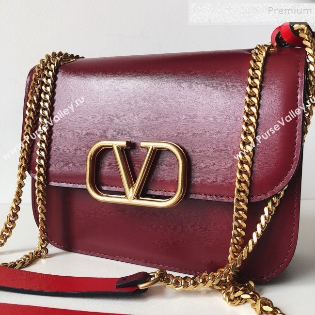Valentino Small VLock Calfskin Shoulder Bag Burgundy 2019 (JJ3-9092304)