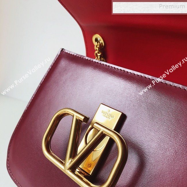 Valentino Small VLock Calfskin Shoulder Bag Burgundy 2019 (JJ3-9092304)