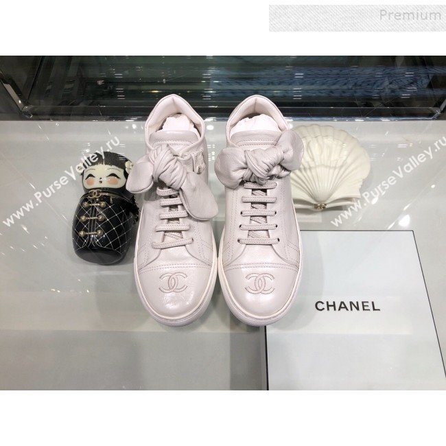 Chanel Vintage Lambskin Bow Sneakers G34919 White 2019 (XO-9092329)