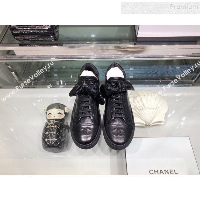 Chanel Vintage Lambskin Bow Sneakers G34919 Black 2019 (XO-9092330)