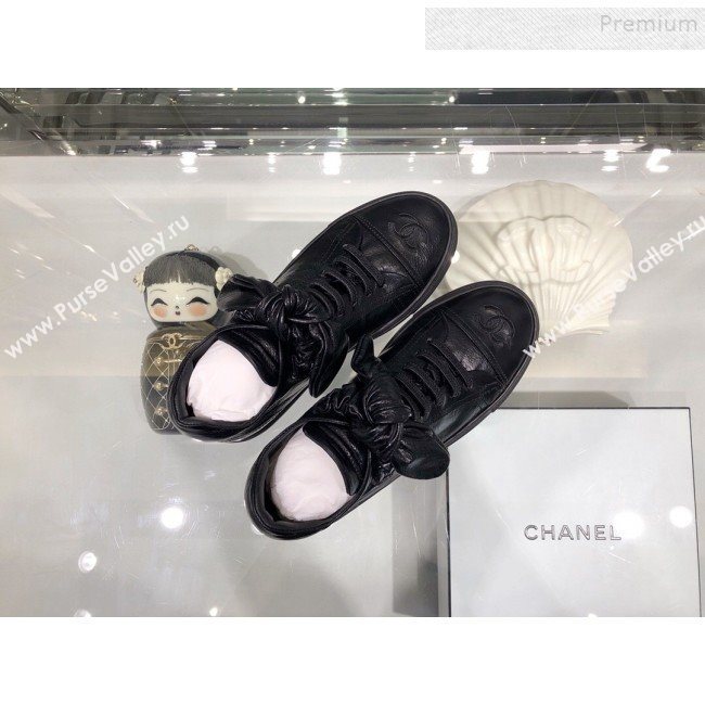 Chanel Vintage Lambskin Bow Sneakers G34919 Black 2019 (XO-9092330)